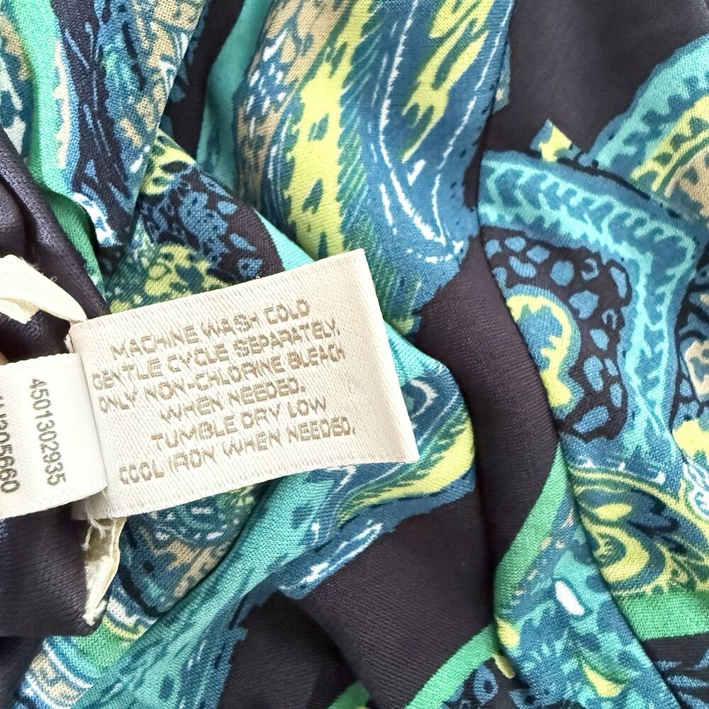 Chico’s Blue Green Paisley Print 3/4 Sleeve Dress Size 3/ XL - Picture 7 of 11
